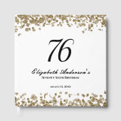 Elegant Minimalist Black and Gold 76th Birthday Gästebuch (Vorderseite)