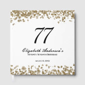 Elegant Minimalist Black and Gold 77th Birthday Gästebuch (Vorderseite)