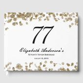 Elegant Minimalist Black and Gold 77th Birthday Gästebuch (Vorderseite)