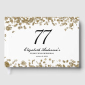 Elegant Minimalist Black and Gold 77th Birthday Gästebuch (Vorderseite)