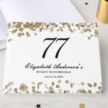Elegant Minimalist Black and Gold 77th Birthday
