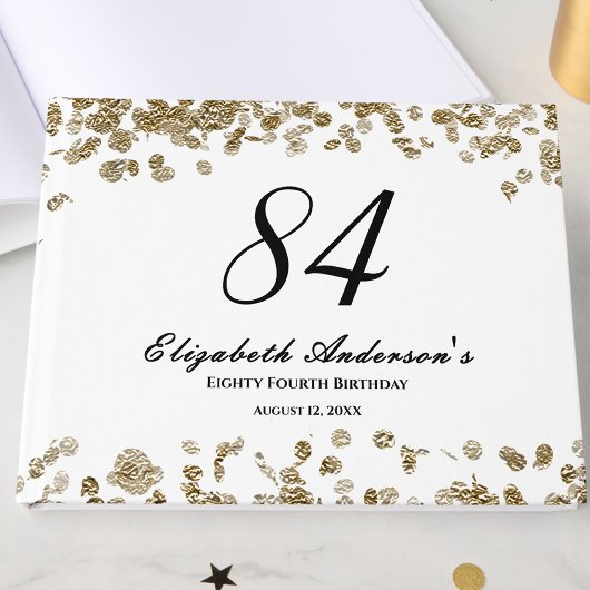 Elegant Minimalist Black and Gold 84th Birthday Gästebuch