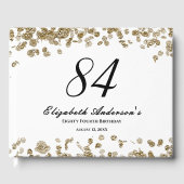 Elegant Minimalist Black and Gold 84th Birthday Gästebuch (Vorderseite)