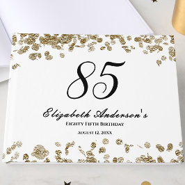 Elegant Minimalist Black and Gold 85th Birthday Gästebuch