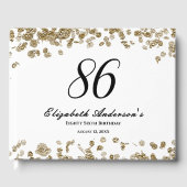 Elegant Minimalist Black and Gold 86th Birthday Gästebuch (Vorderseite)