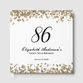 Elegant Minimalist Black and Gold 86th Birthday Gästebuch (Vorderseite)