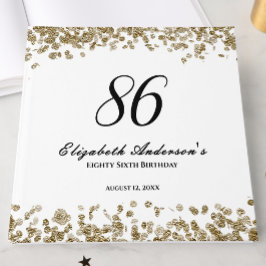 Elegant Minimalist Black and Gold 86th Birthday Gästebuch