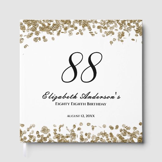 Elegant Minimalist Black and Gold 88th Birthday Gästebuch (Vorderseite)
