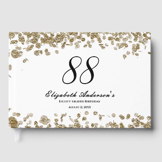 Elegant Minimalist Black and Gold 88th Birthday Gästebuch (Vorderseite)