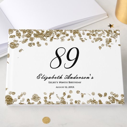 Elegant Minimalist Black and Gold 89th Birthday Gästebuch