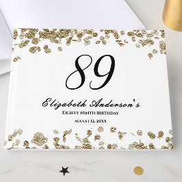 Elegant Minimalist Black and Gold 89th Birthday Gästebuch