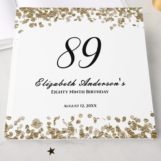 Elegant Minimalist Black and Gold 89th Birthday Gästebuch