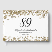 Elegant Minimalist Black and Gold 89th Birthday Gästebuch (Vorderseite)