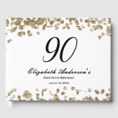 Elegant Minimalist Black and Gold 90th Birthday Gästebuch (Vorderseite)