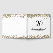 Elegant Minimalist Black and Gold 90th Birthday Gästebuch (Voll)