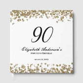 Elegant Minimalist Black and Gold 90th Birthday Gästebuch (Vorderseite)