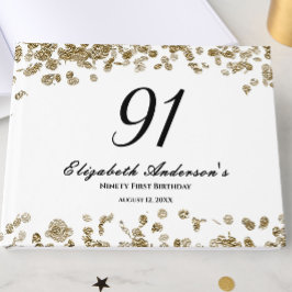Elegant Minimalist Black and Gold 91st Birthday Gästebuch