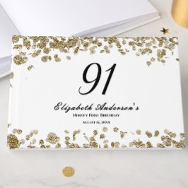 Elegant Minimalist Black and Gold 91st Birthday Gästebuch