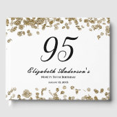 Elegant Minimalist Black and Gold 95th Birthday Gästebuch (Vorderseite)