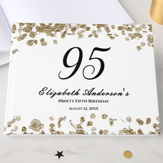 Elegant Minimalist Black and Gold 95th Birthday Gästebuch