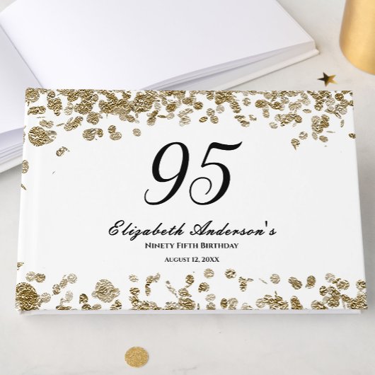 Elegant Minimalist Black and Gold 95th Birthday Gästebuch