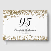 Elegant Minimalist Black and Gold 95th Birthday Gästebuch (Vorderseite)
