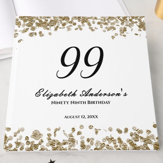 Elegant Minimalist Black and Gold 99th Birthday Gästebuch
