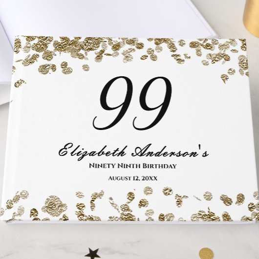 Elegant Minimalist Black and Gold 99th Birthday Gästebuch