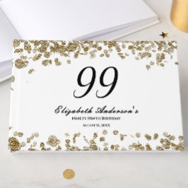 Elegant Minimalist Black and Gold 99th Birthday Gästebuch