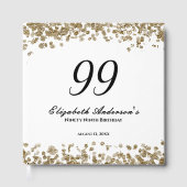 Elegant Minimalist Black and Gold 99th Birthday Gästebuch (Vorderseite)
