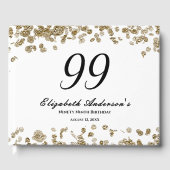 Elegant Minimalist Black and Gold 99th Birthday Gästebuch (Vorderseite)