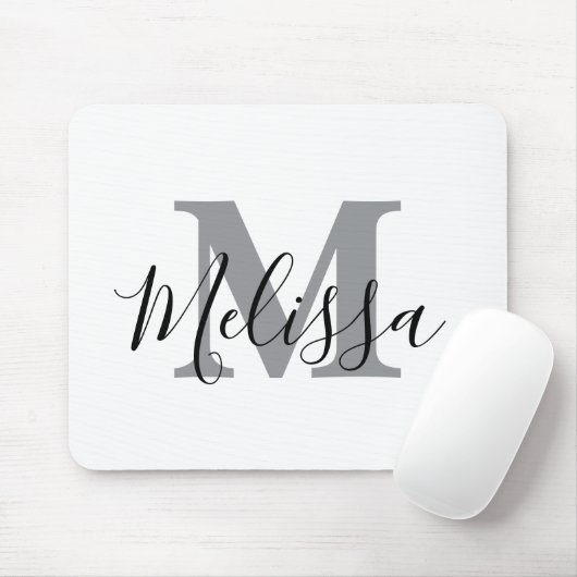 Elegant Minimalist Black and White Chic Custom Mousepad (Mit Mouse)