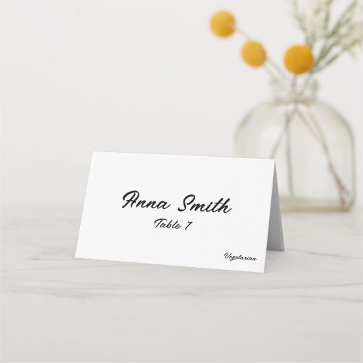 Elegant Minimalist Black and White Contemporary Platzkarte (Vorderseite)