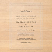 Elegant Minimalist Black and White Islamic Wedding Acryleinladungen (Vorderseite)
