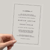 Elegant Minimalist Black and White Islamic Wedding Acryleinladungen