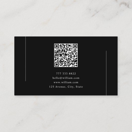 Elegant Minimalist Black and White QR Code Visitenkarte (Rückseite)