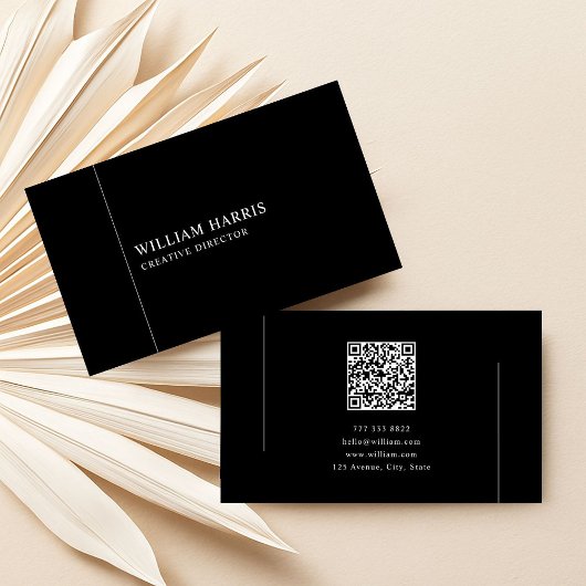 Elegant Minimalist Black and White QR Code Visitenkarte