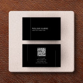 Elegant Minimalist Black and White QR Code Visitenkarte