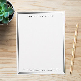 Elegant Minimalist Black and White Two Border Briefbogen