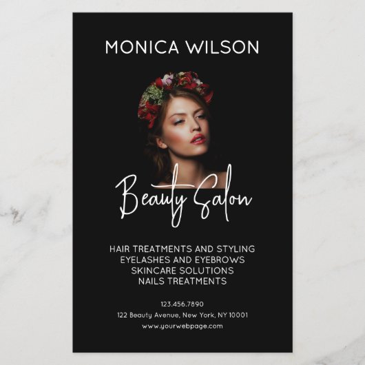 Elegant minimalist black beauty salon flyer (Vorne)