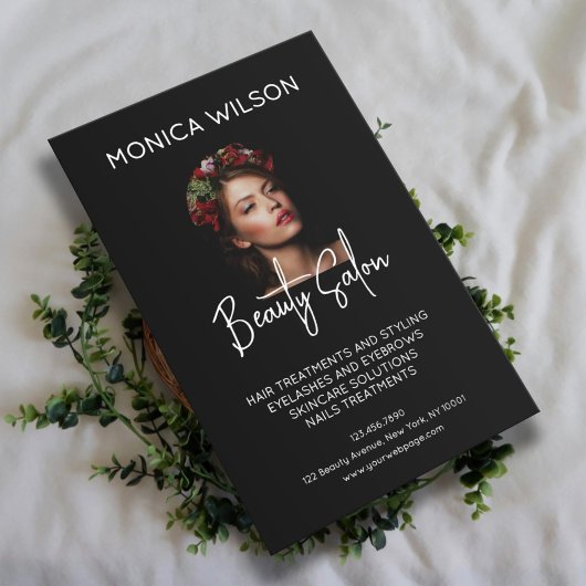 Elegant minimalist black beauty salon flyer