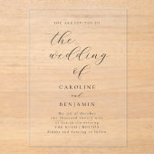 Elegant Minimalist Black Calligraphy Wedding Clear Acryleinladungen (Vorderseite)