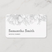 Elegant Minimalist Black Floral Line on White Visitenkarte (Vorderseite)