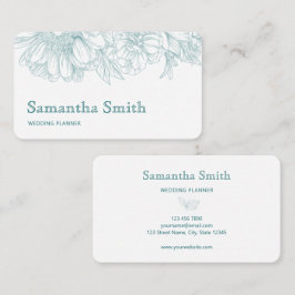 Elegant Minimalist Black Floral Line on White  Visitenkarte