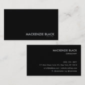 Elegant Minimalist Black Monochrome Visitenkarte (Vorne/Hinten)
