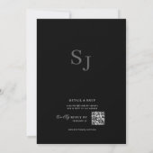 Elegant Minimalist Black Rustic Floral QR Wedding Einladung (Rückseite)