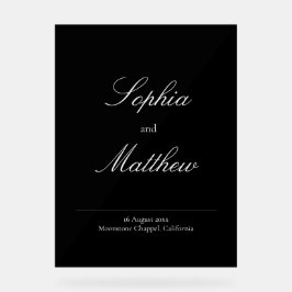 Elegant Minimalist Black Wedding Welcome  Acrylschild