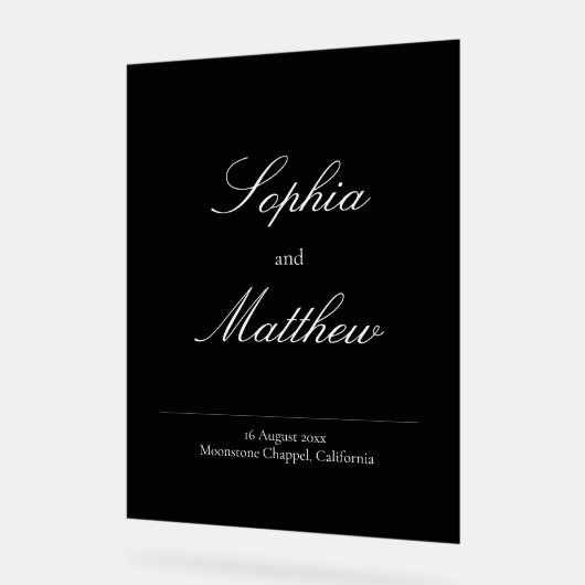 Elegant Minimalist Black Wedding Welcome  Acrylschild (Winkel)