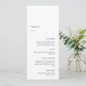 Elegant Minimalist Black & White | Dinner Wedding Menükarte (Stehend Vorderseite)