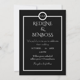 Elegant Minimalist Black & White Wedding Invitat Einladung
